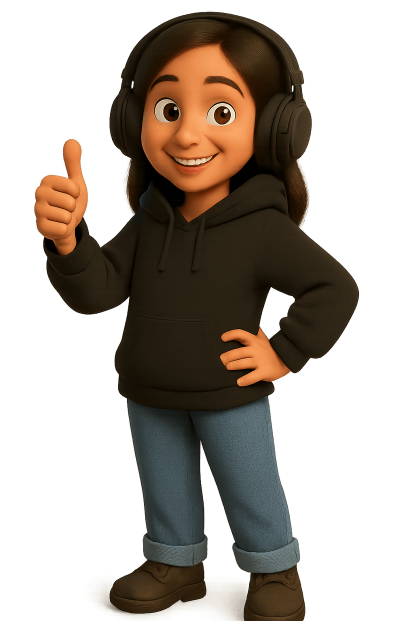 3D Character with floating app icons
